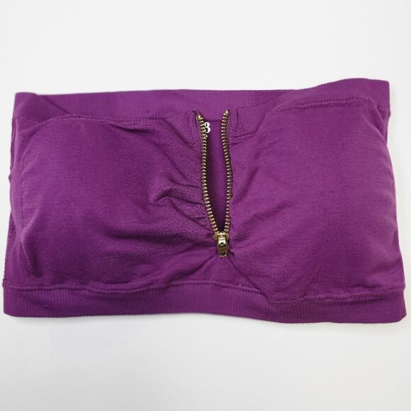 PURPLE Padded Tube Top Zippered Bandeau One Size - New - Picture 4 of 11